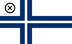 Finnish yacht club ensign. Ratified club emblem in the canton (1919)