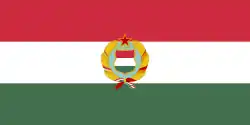 Flag of Communist Hungary defaced with the "Kádár coat of arms", 1957–1990