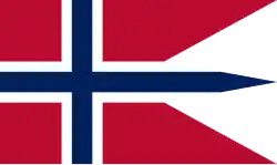 Naval ensign of Norway since 1905, civilian state flag since 1899.