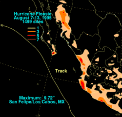 A color-coded map showing where and how much rain fell across Mexico.