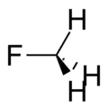 Skeletal structure of fluoromethane.