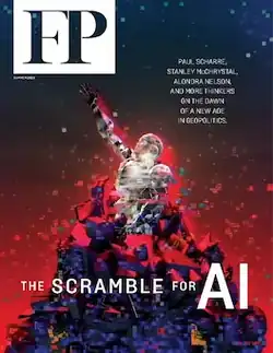 Cover of Foreign Policy magazine showing a saluting robot
