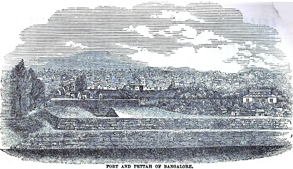 Fort and Pettah of Bangalore (p.&nbsp;139, 1849)[19]