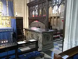The tomb, in St. Mary's Church, of wool merchant John Tame (d.1500) who rebuilt the church and his wife Alice Twynyho (d. 1471)