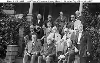 Gleaves is fourth from the left in the middle row in this photograph of 13 retired U.S. Navy and U.S. Marine Corps flag officers taken ca. 1923.