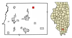 Location of Ewing in Franklin County, Illinois.