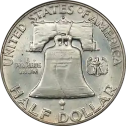 A coun, with the design featuring the liberty bell next to an eagle