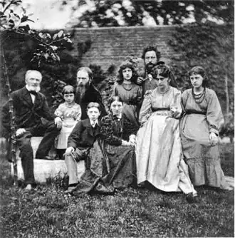 Morris and Burne-Jones Families, Jenny seated far right, photographed by Frederick Hollyer, 1874