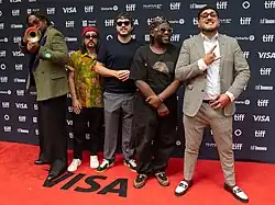 Free Nationals with Maurice "Mobetta" Brown at the 2024 Toronto International Film Festival. From left to right: Maurice Brown, Kelsey Gonzales, Callum Connor, Ron "T.Nava" Avant, José Ríos.