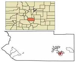 Location of the Town of Coal Creek in the Fremont County, Colorado.