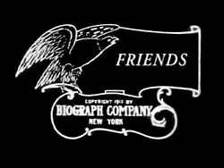 Title card showing "Friends" in serif type against a dark background