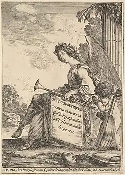 1641 AD. Woman Holding a clareta or clarion.