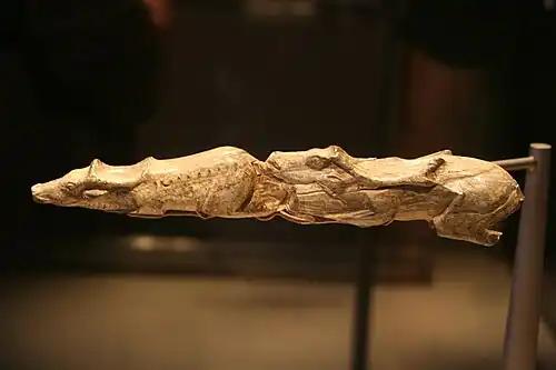 13,000-year-old Swimming Reindeer sculpture from L'Abri Bruniquel, France