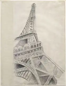 Robert Delaunay, 1926–1928, Eiffel Tower, Conté crayon on paper, 62.3 × 47.5&nbsp;cm, Solomon R. Guggenheim Museum, New York, The Hilla Rebay Collection