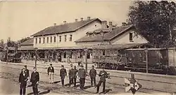 Train station in Războieni (Székely-Kocsárd pálya-udvar – Gara Cucerdea Secuiască), 1910