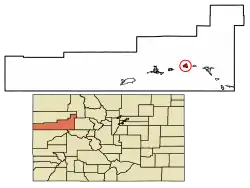 Location of New Castle in Garfield County, Colorado.