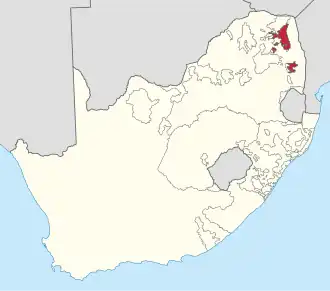 Location of Gazankulu (red) within South Africa (tan).