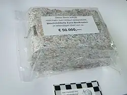Shredded and briquetted euro banknotes from the Deutsche Bundesbank, Germany (approx.&nbsp;1&nbsp;kg)