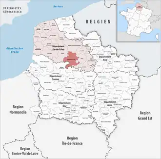 Location of Campagnes de l'Artois within the Hauts-de-France Region