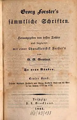 Title page of the book "Georg Forster's sämmtliche Schriften"