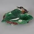 Lily dish with kingfisher, c. 1873, naturalistic style