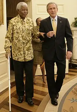 Nelson Mandela wearing batik