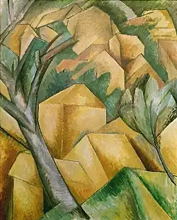 Georges Braque, 1908, Maisons à l'Estaque (Houses at l'Estaque), oil on canvas, 73 × 59.5&nbsp;cm, Kunstmuseum Bern