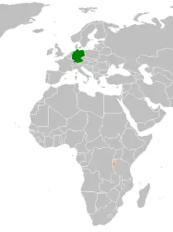 Map indicating locations of Germany and Burundi