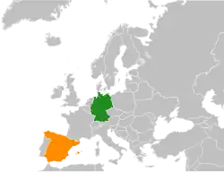 Map indicating locations of Germany and Spain
