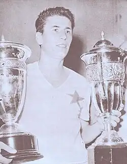 Constantin with the Romanian Cup trophy in 1967