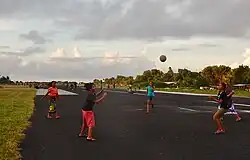 Girls Playing volleyball on Funafuti airport