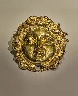 Gold Gorgon Head from Philip's cuirass (breastplate)