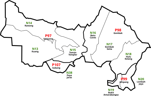 Gombak, Selangor Parliament and State Assembly Electoral Districts