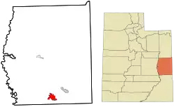 Location in Grand County and the state of Utah