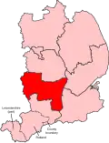 Locator map of Grantham and Bourne constituency in Lincolnshire from 2024