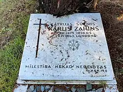 Grave of diplomat Kārlis Zariņš, envoy and consul general of Latvia in the UK who headed the Latvian diplomatic service in exile