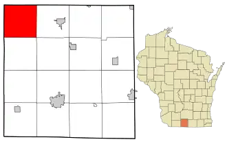 Location in Green County and the state of Wisconsin.
