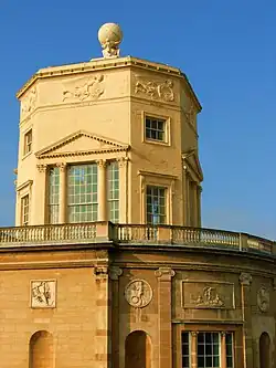 Radcliffe Observatory, Tower of the Winds, Oxford. The signs of the zodiac are Coade stone. (See "Radcliffe Observatory" section)