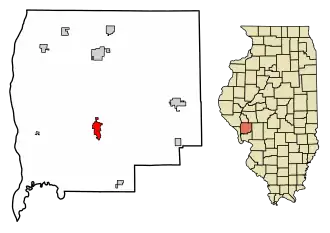 Location of Carrollton in Greene County, Illinois.