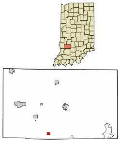 Location of Newberry in Greene County, Indiana.