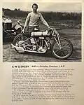 CWG 'Bill' Lacey with his 498cc Grindlay Peerless JAP, 1928
