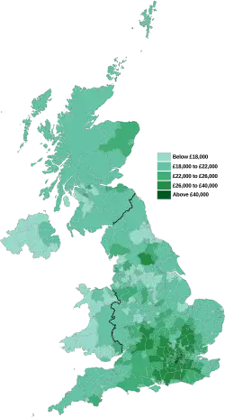 Gross disposable household income (GDHI) across the UK mapped in 2020