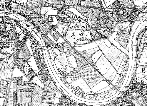 historic map showing geography before the building of the estate