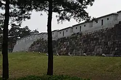 Gwanghuimun Gate, front, stonework of Fortress Wall, Seoul, Korea