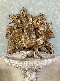 Carrera marble and gilded Water fountain in entry of apartment of the Intendant (18th c.)
