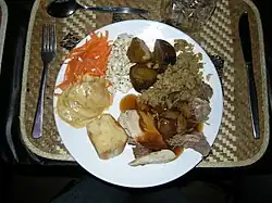 photo of cooked food on plate on serving tray