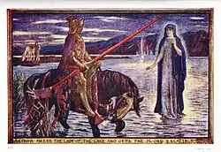 Arthur meets the Lady of the Lake and gets the Sword Excalibur. Tales of Romance. (1919)