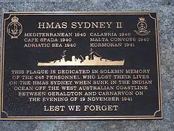 Image 20Memorial to HMAS Sydney at the state war memorial in Western Australia (from History of the Royal Australian Navy)