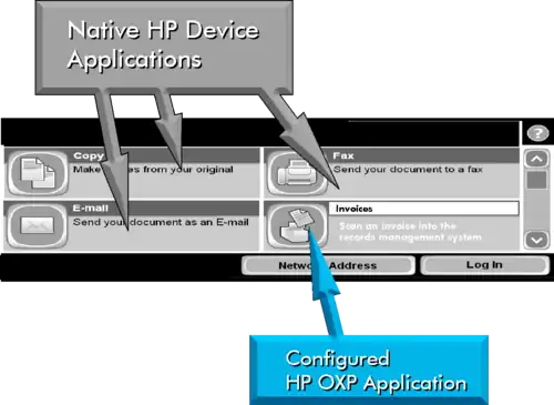 HP OXP Top Level Menu Button.
