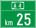 C114 Kilometer sign for motorways and roads for motor vehicles (expressways)